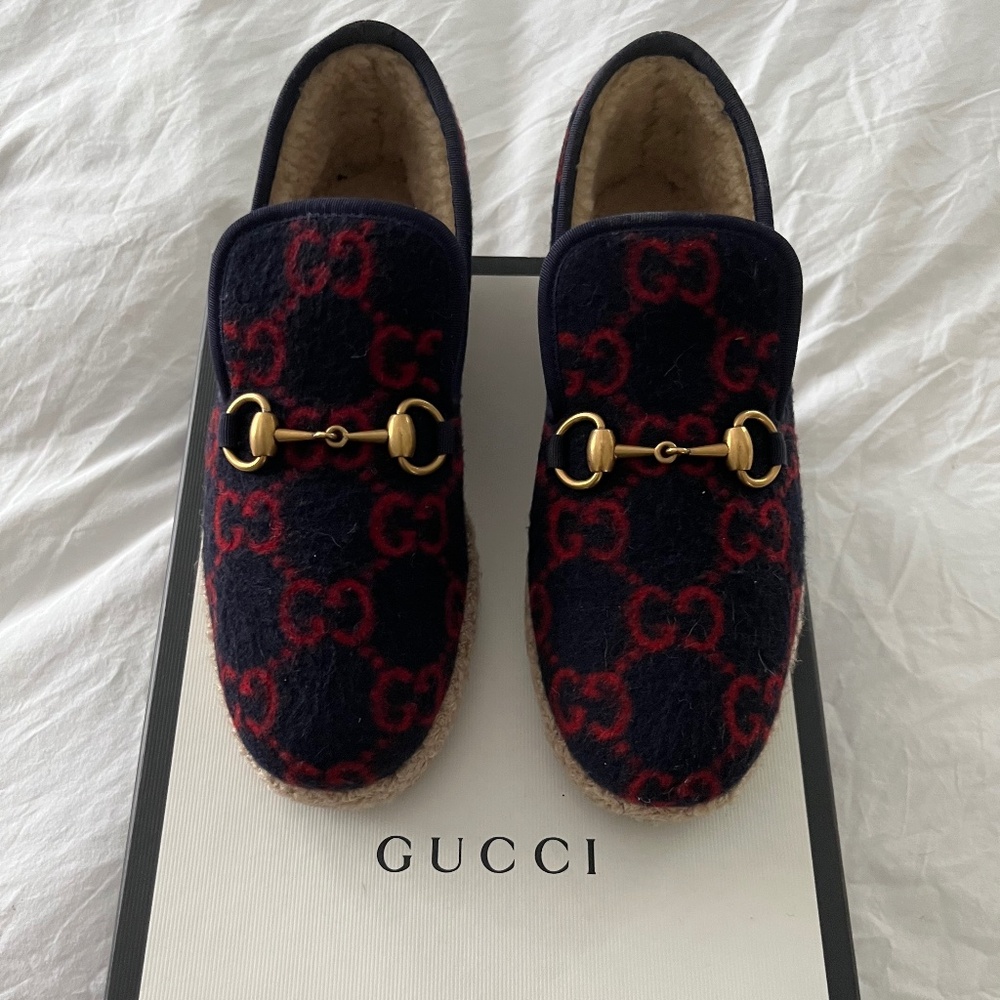 Navy blue Gucci loafers